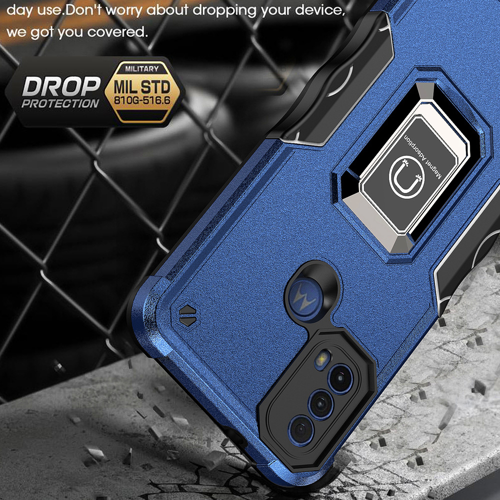 KEYSION Ốp Giáp Chống Sốc Cho Motorola MOTO E40 E30 E20 Ốp Lưng Điện Thoại Có Giá Đỡ Vòng Nhẫn Bằng Silicon + PC Cho MOTO G22 G200 5G G50