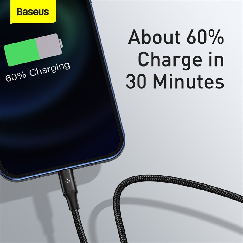 Baseus 1.5Meter Cáp USB Loại C 3 Trong 1 PD 20W, Cáp Sạc Nhanh Cho iPhone 13 Pro Max Dây Dữ Liệu Micro USB Cho Xiaomi Redmi Samsung S21
