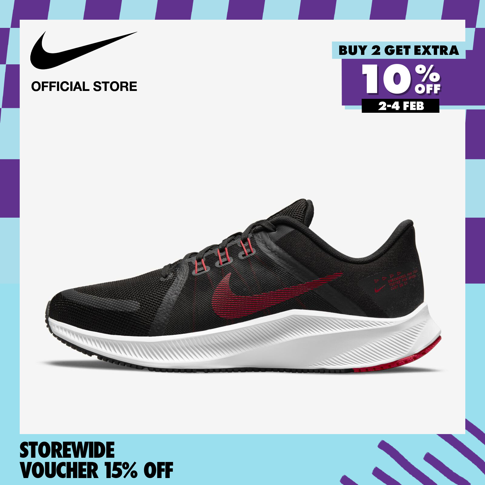 Nike Men's Quest 4 Road Running Shoes Black Lazada PH