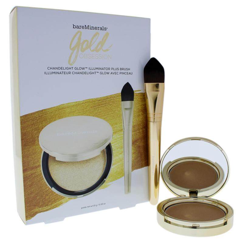 Buy bareMinerals Gold Obsession Set - 2 Pc Set 0.35oz Chandelight Glow Illuminateur, Complexion Perfector Brush Singapore
