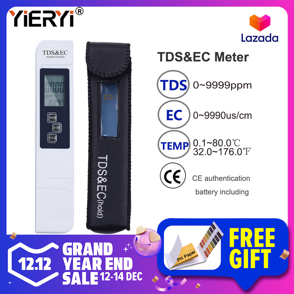 yieryi TDS EC Temperature Tester Conductivity Horticulture Water Quality meter with ATC Temperature 0-9999ppm