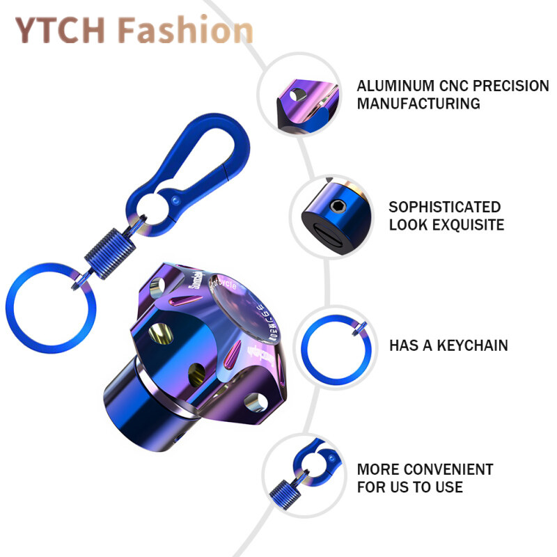 YA General Cnc Modified Burnt Titanium Key Head Racing Boat Hexagonal Burnt Titanium Key Head Key Chain