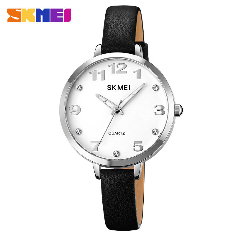 SKMEI Women Fashion Casual Top Brand Luxury Watch Waterproof Leather Strap  Quartz Elegant Women Watch Clock