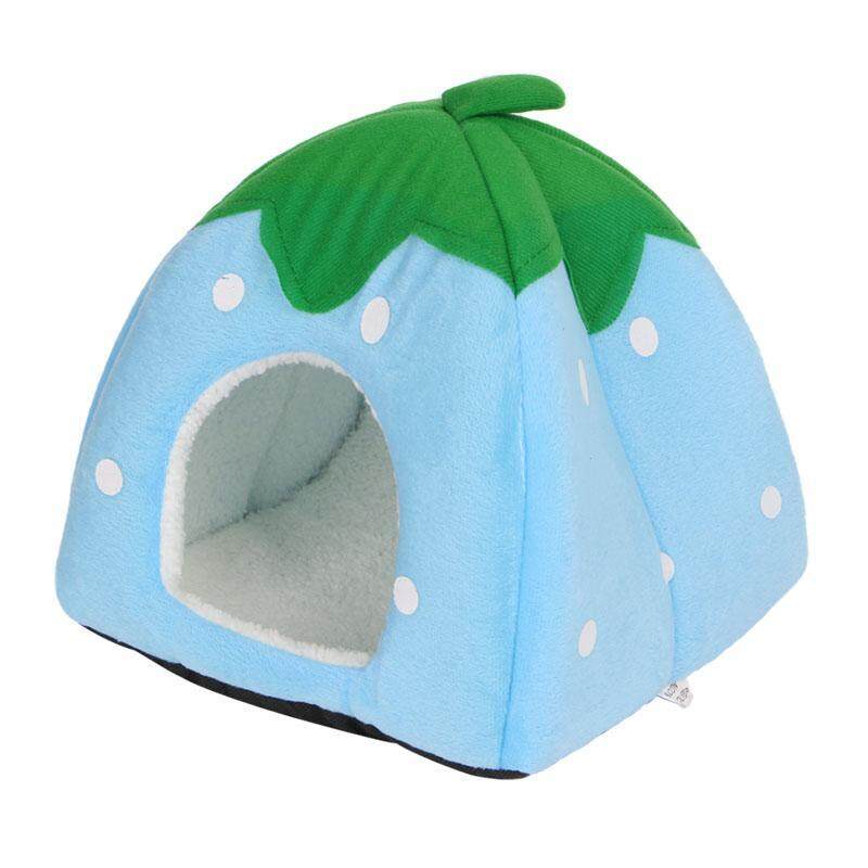Dễ Thương Dâu Pet Bed Dog Cat Kitten Puppy Cave Nhà Với Mat Có Thể Gập Lại