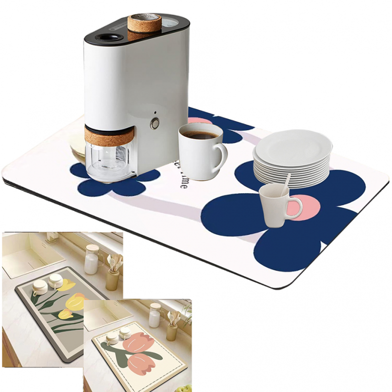 Kitchen Absorbent Mat Countertop Quick Drying Mat Sink Rubber Backed Absorbent Pad Non-slip Technology Cloth Pad