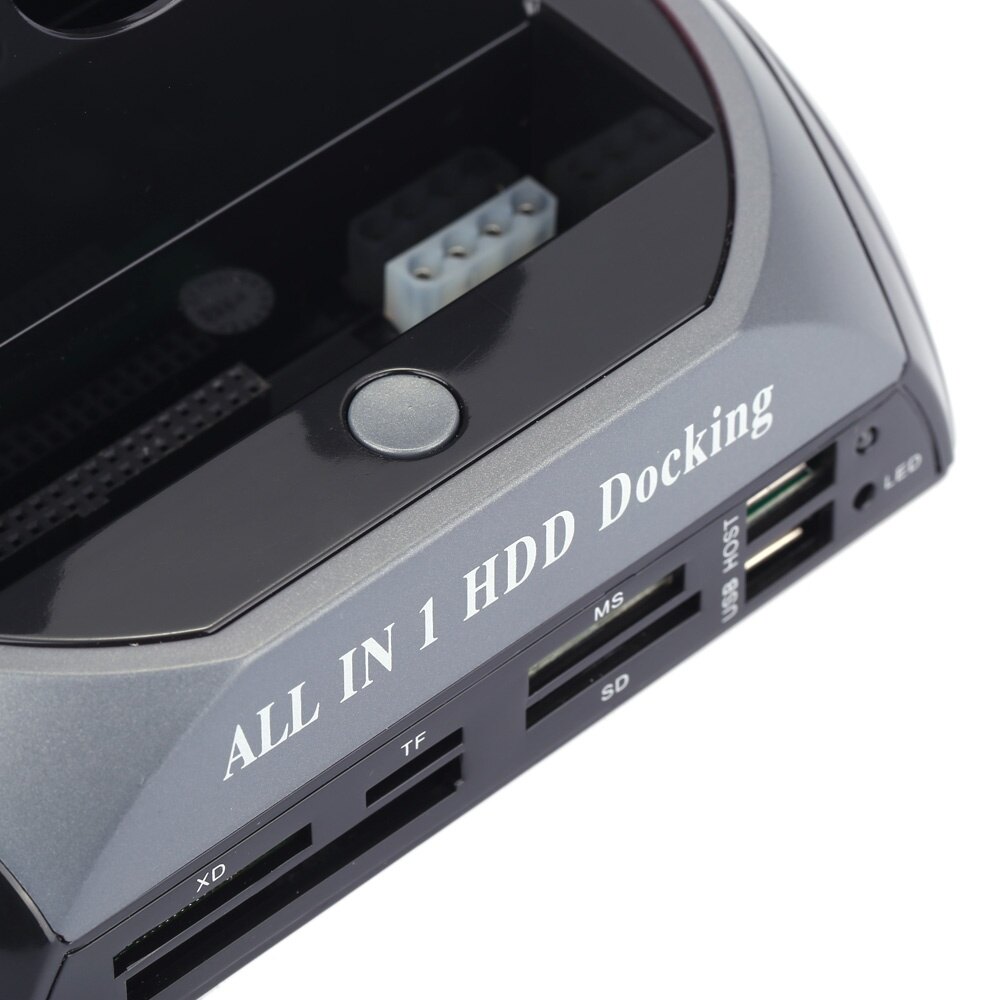 Multifunctional Hard Disk Base 2.5/3.5 inch IDE/SATA Mobile Hard Disk Base Dual-bay HDD Docking Station Black UK Plug