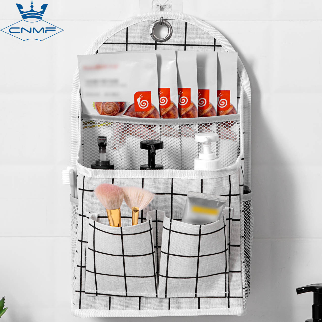 CNMF High Capacity Hanging Storage Bag Bathroom Waterproof Hanging Bag Pocket Organizer with 5 Free Hooks