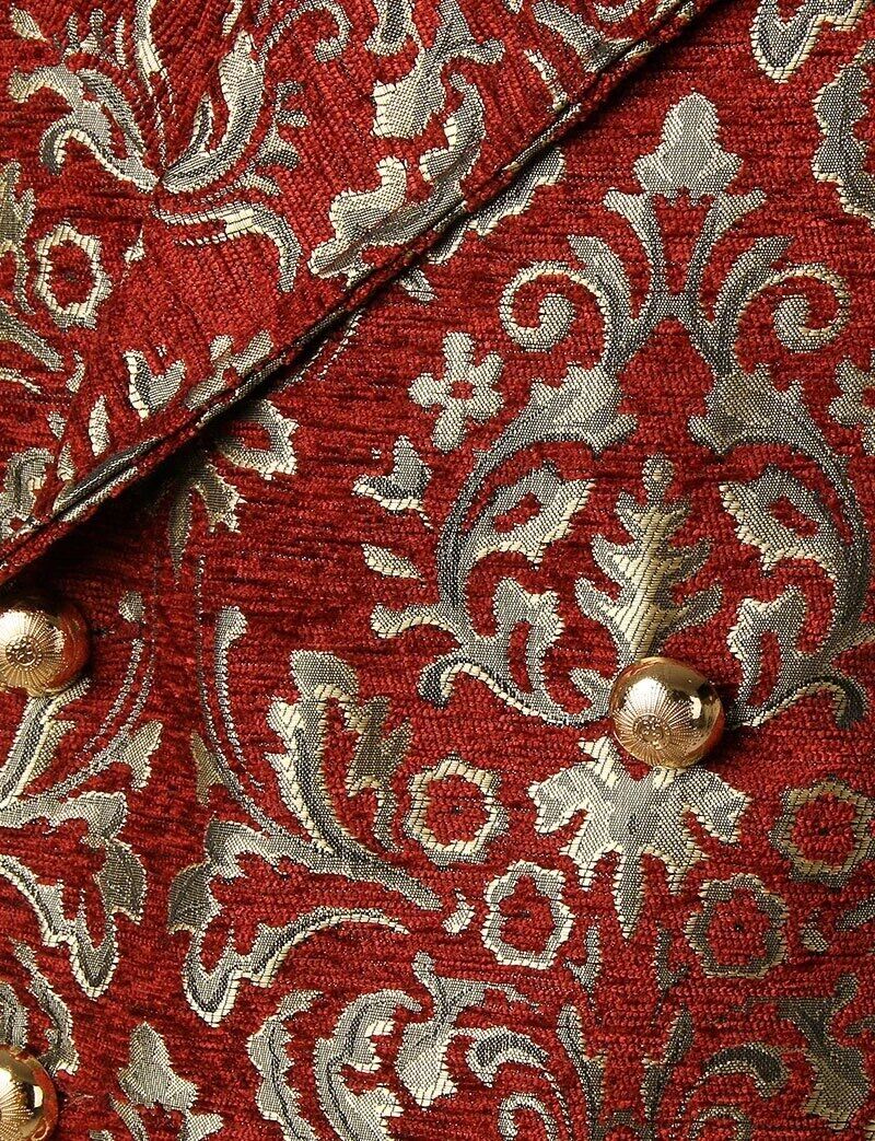Dolce & Gabbana Red Floral Brocade Formal Men Waistcoat Vest main image 1