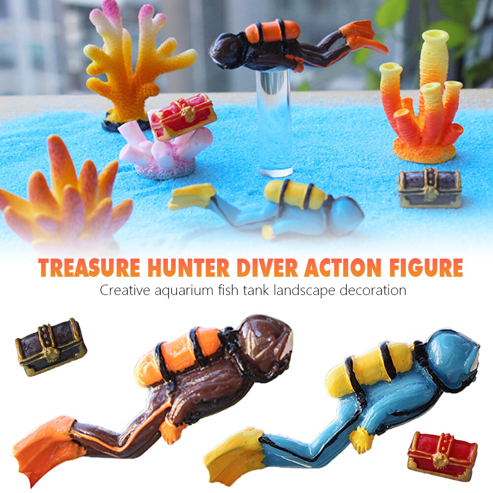 BUY IN COINS Aquarium Decoration Ornament Treasure Hunter Diver Figurines Action Figure  Tank Ornament Landscape Accessories