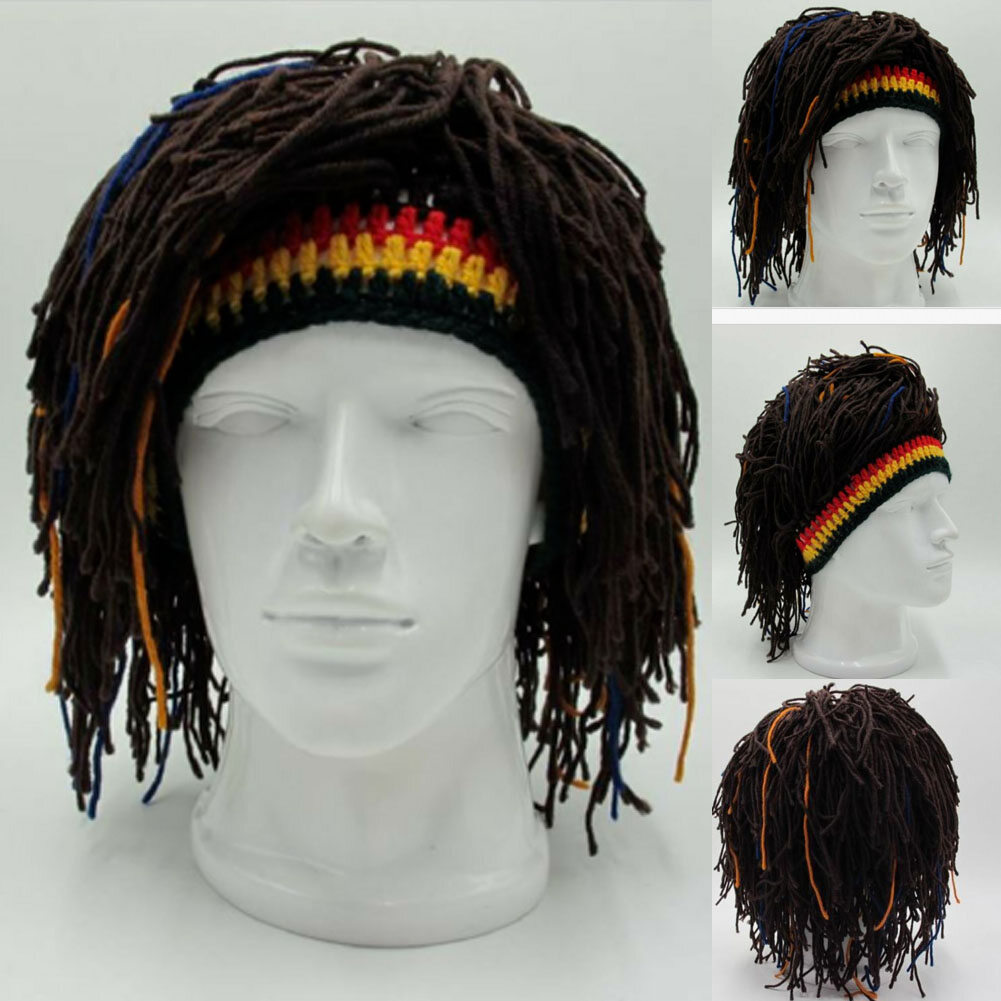 Hirigin 2019 Funny Hat Unisex Beanies Wig Braid Hats Jamaican Knitted Rasta Hair Cap Men And Women Fashion Hairband Dreadlocks