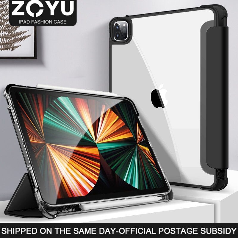 ZOYU iPad case Frosted translucent back cover DIY transparent back cove  for Apple 2021 iPad 7 8 9 th gen 10.2 iPad Pro 11 Pro 12.9 2020 2021 Air 4 Air 3 Pro 10.5 mini 6  5 iPad 5th 6th gen 2017 2018 cover With pencil Anti-bending design