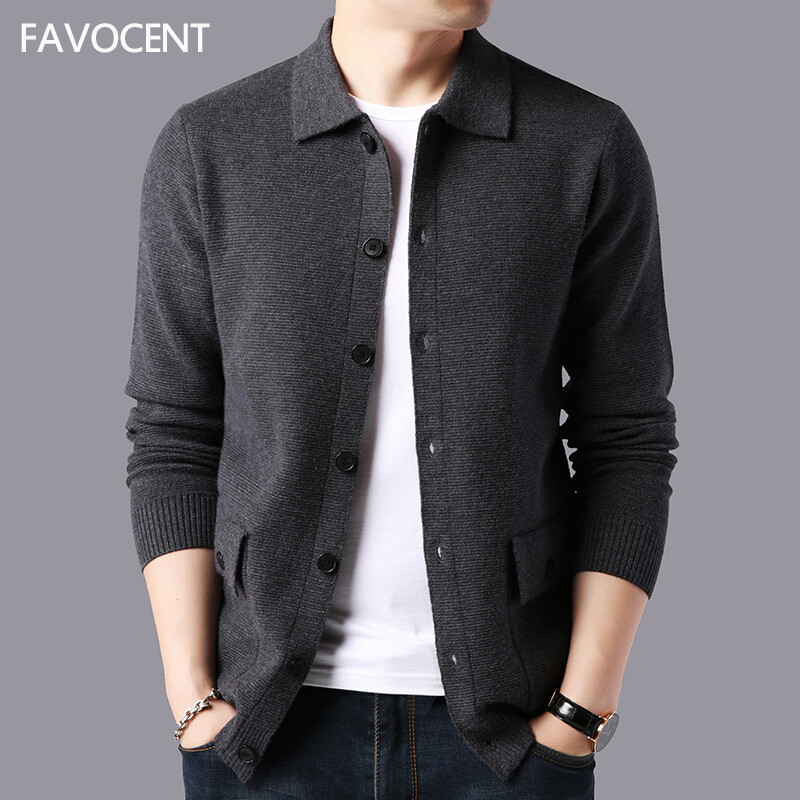 FAVOCENT Autumn Winter New Men Knitted Cardigan Man Sweater Jackets
