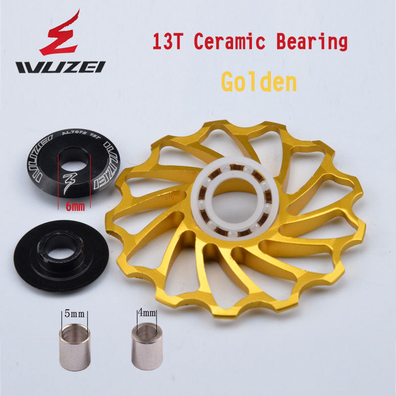 Wuzei mtb/road bike ceramic pulley 7005 aluminum alloy rear derailleur 13t 12t 11t guide wheel ceramic bearing jockey wheel