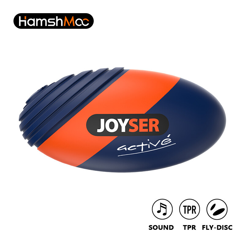 HamshMoc Dog Toys Ball Pet Squeaky Toys Rubber Rugby Ball Interactive and Training Chew Toys Fetch Toy Ball for Dogs