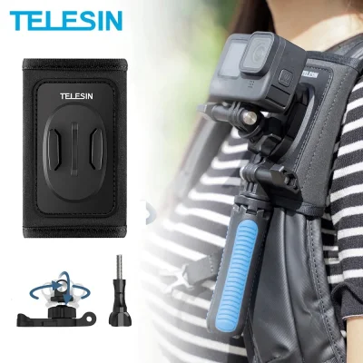 TELESIN Upgraded Backpack Bag Strap Shoulder Mount Clip Holder for HERO 9 8 7 6 5 / Insta360 ONE R / DJI OSMO ACTION Camera