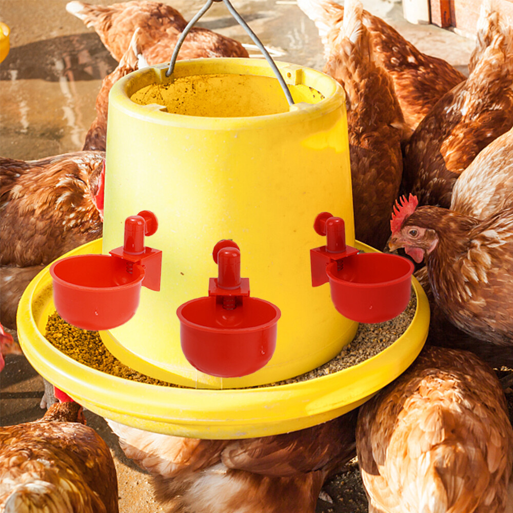 【88HomeStore】10/5 Pcs Chicken Duck Drinking Cup Automatic Drinker Chicken Feeder Plastic Poultry Farm Water Drinking Cups Easy Installation
