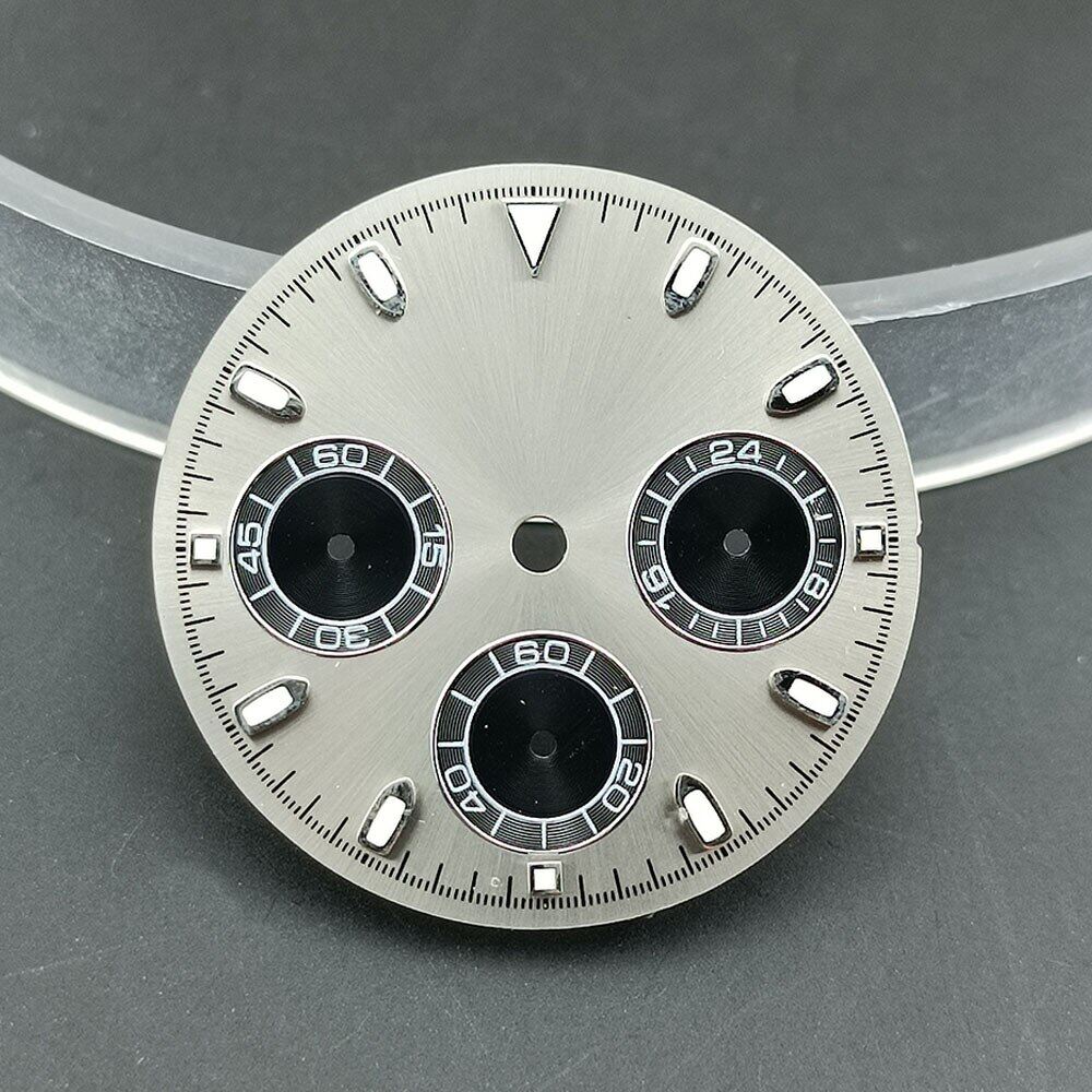 VK63 Dial Panda Dial Luminous Dial Suitable For 39Mm Case Quartz Watch VK63 Movement Watch Replacement Accessories Green Luminou