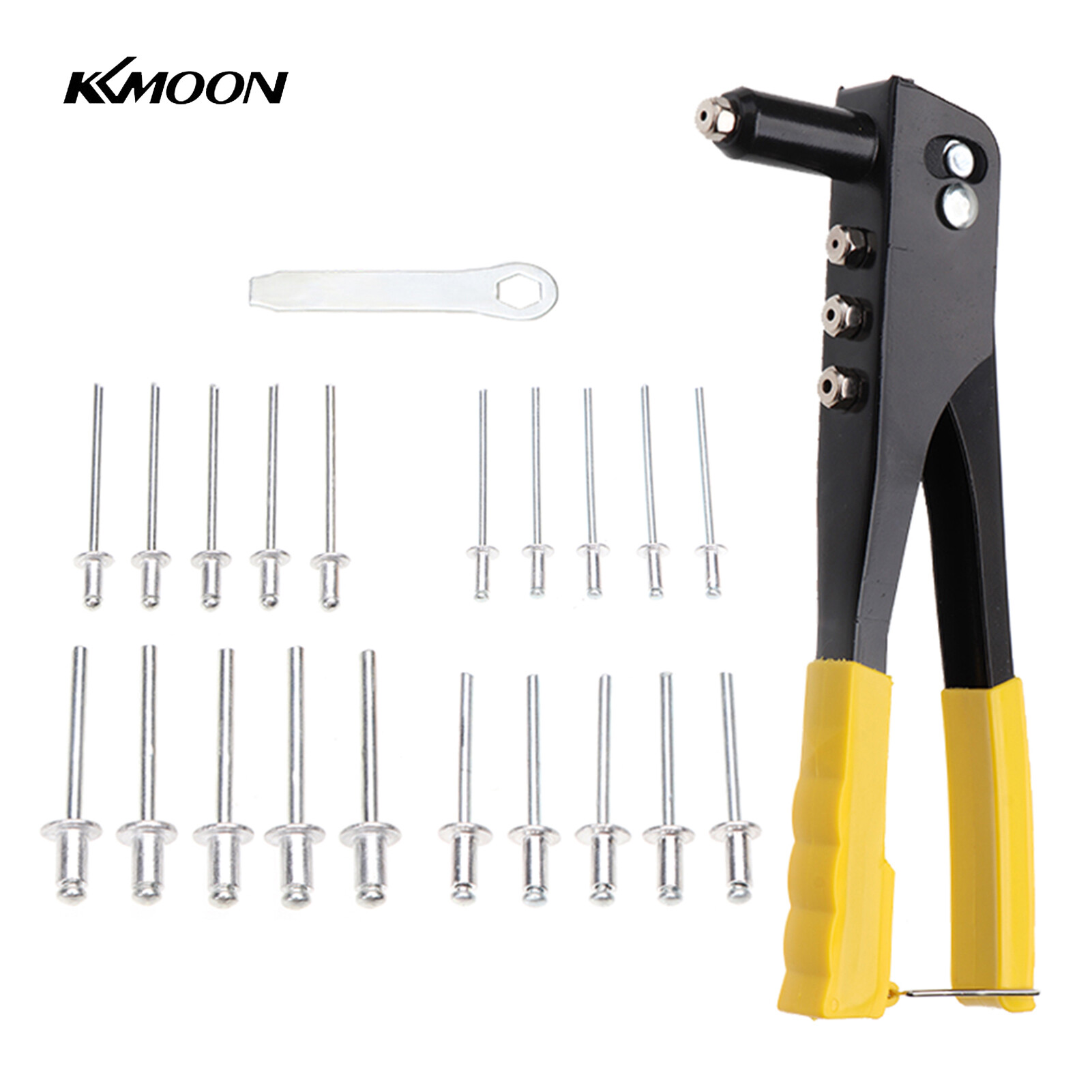 Kkmoon 200pcs heavy duty riveter set hand 2.4/3.2/4.0/4.8mm rivet g-un kit set aluminum rivets assortment tool for p-lastic metal leather vehicle