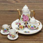 Porcelain Tea Set - Retro Style Floral Cups (Brand: N/A)