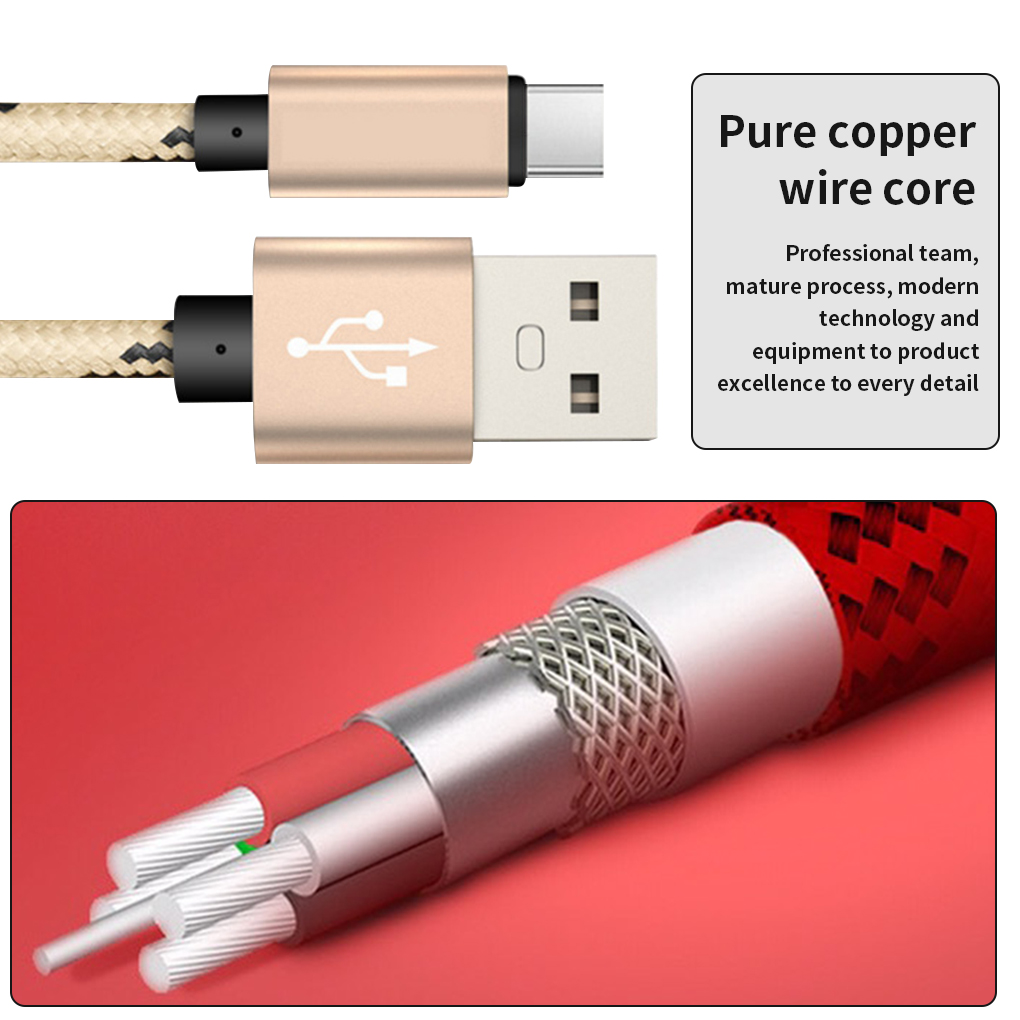 Cáp sạc Type-C Dây sạc nhanh Nylon bện dây Cáp truyền dữ liệu cáp điện thoại