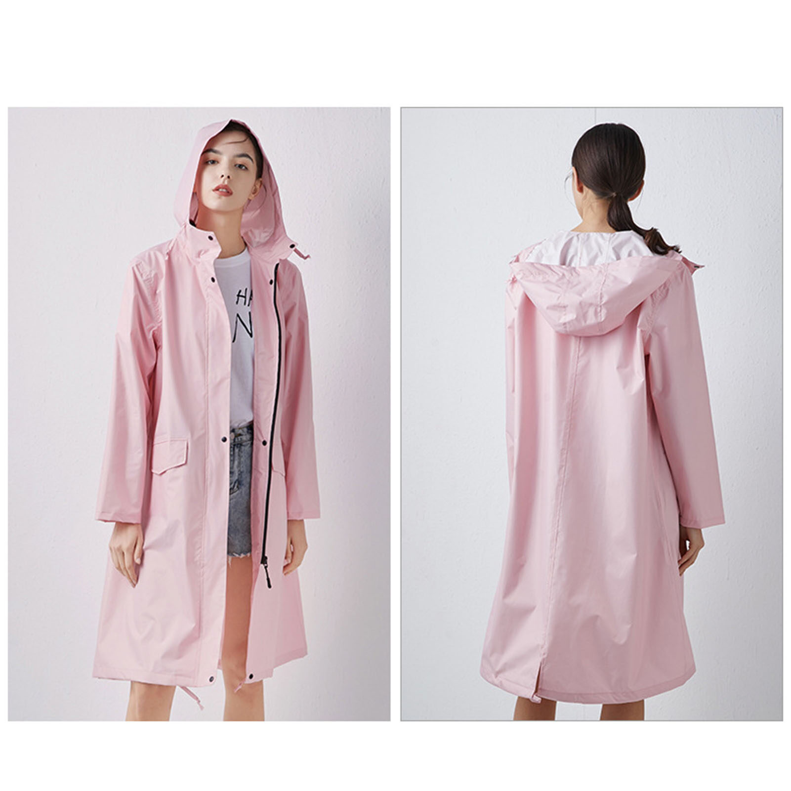 Benferry Solid Color Raincoat Waterproof 210D Polyester Cloth Unisex Rain Jacket for Outdoor
