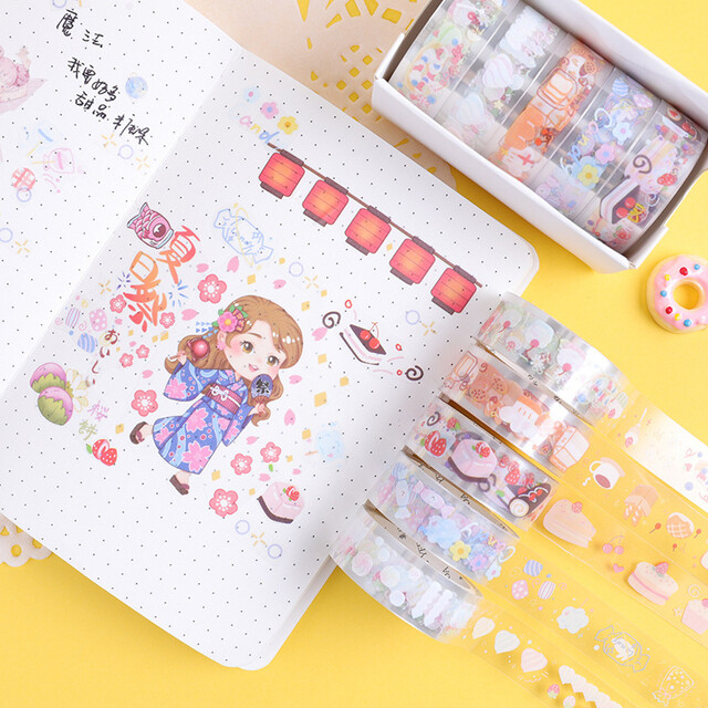 Washi Tape 5Pcs/Box Stickers Washitape School Supplies Stationery Starry Sky Masking Tape Cute Cintas Decorativas Washi Tape Set
