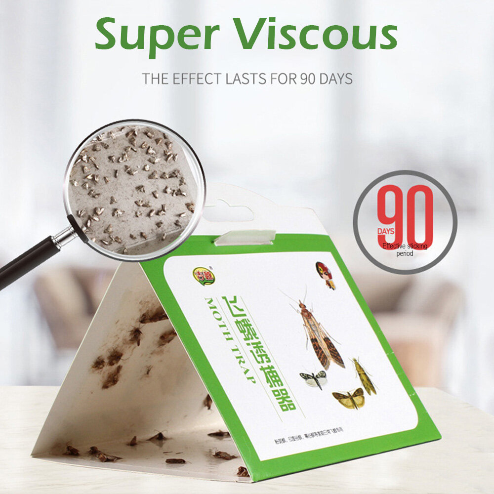 5PCS Moth Traps Clothes Food Moths Pheromone Killer Sticky Glue Sticky Board Multiple Flying Insect Catching Control Sticker Double-sided Multiple Flying Insect Catching Control Sticker