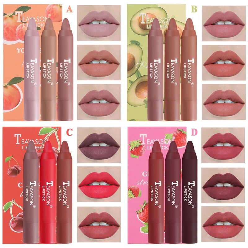 Set 3 son môi lì hương trái cây chống nước lâu trôi cho nữ - INTL