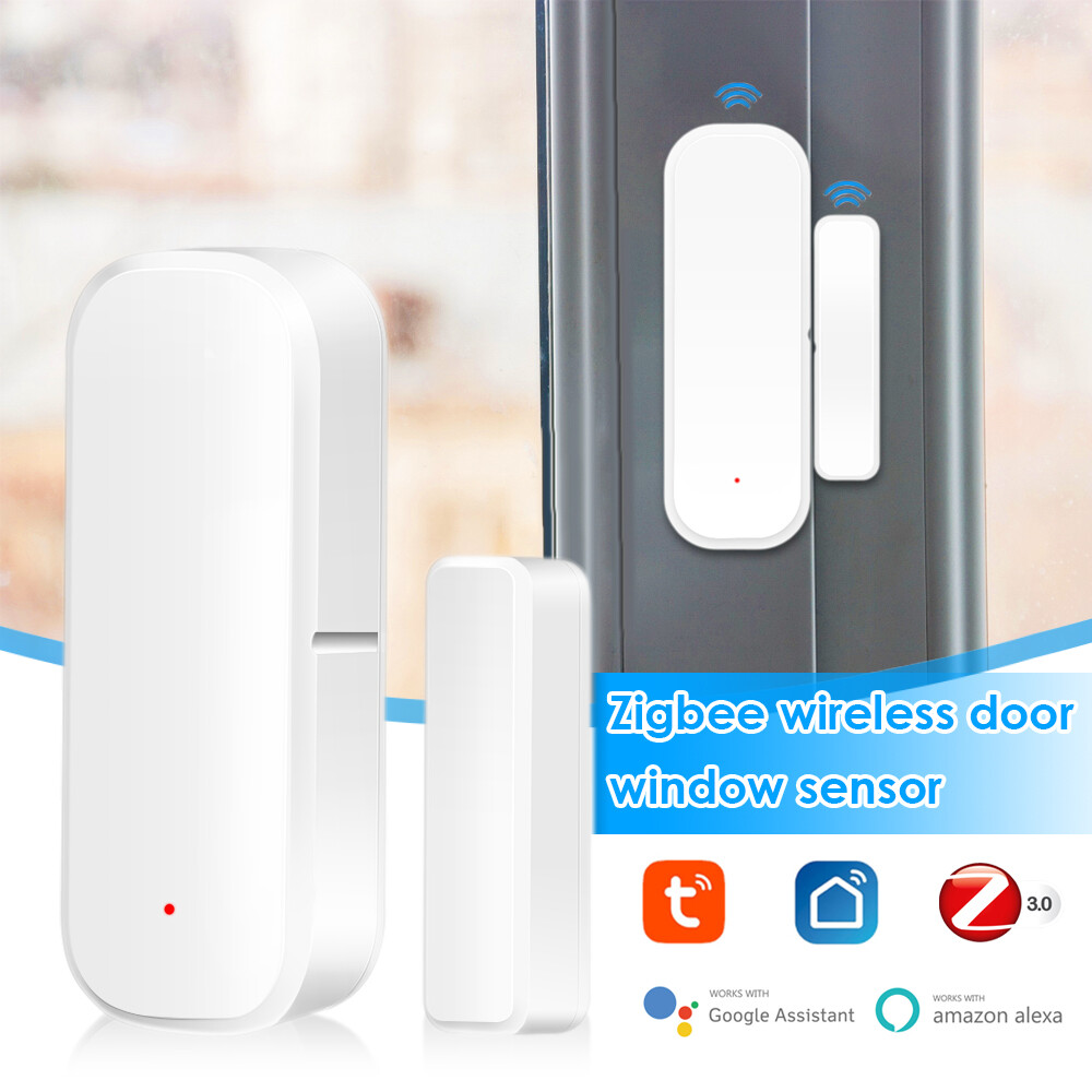 Jiuch Tuya WiFi / ZigBee Door Sensor Smart Home Security Window Detector Wireless Automatic Sliding Door Magnetic Contact Sensor Smart Home Wireless Door Detectors Open/Close APP Remote Alarm For Alexa Google Home