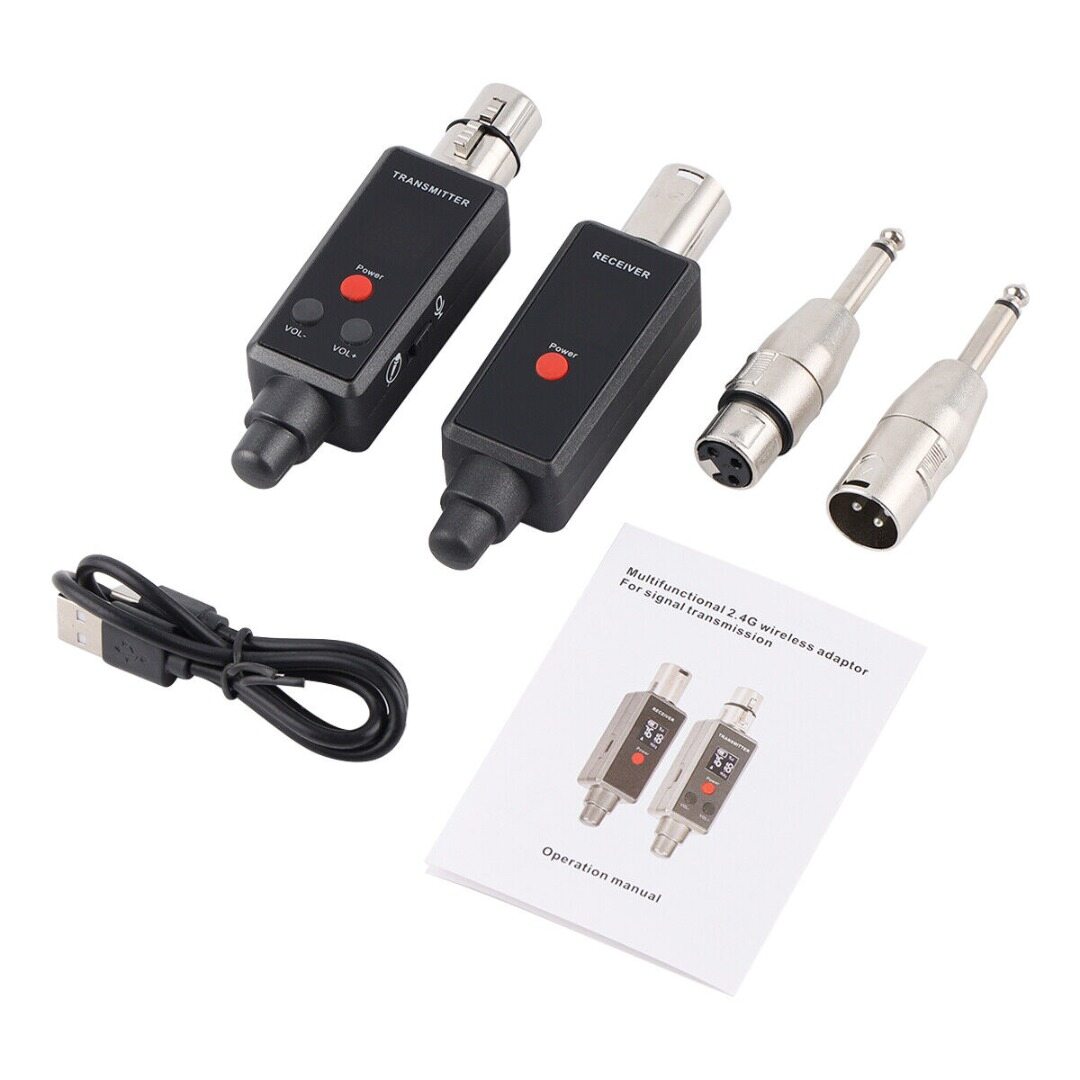 Cálido Speaker Microphone Wireless XLR Transmitter Receiver Rechargeable Adapter Built-in Double Antenna Compatible For Moving Coil Microphone /Mixer/Power Amplifier Speaker/ All microphones Except Capacitive Microphone Transmitter Switch 5V Power Supply
