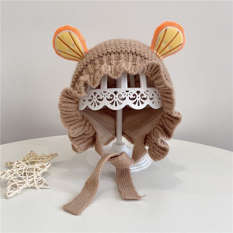 I LOVE DADDY&MUMMY Baby Hat Fruit Ear Kids Girl Bonnet Hat Knitted Face Children Beanie Cap