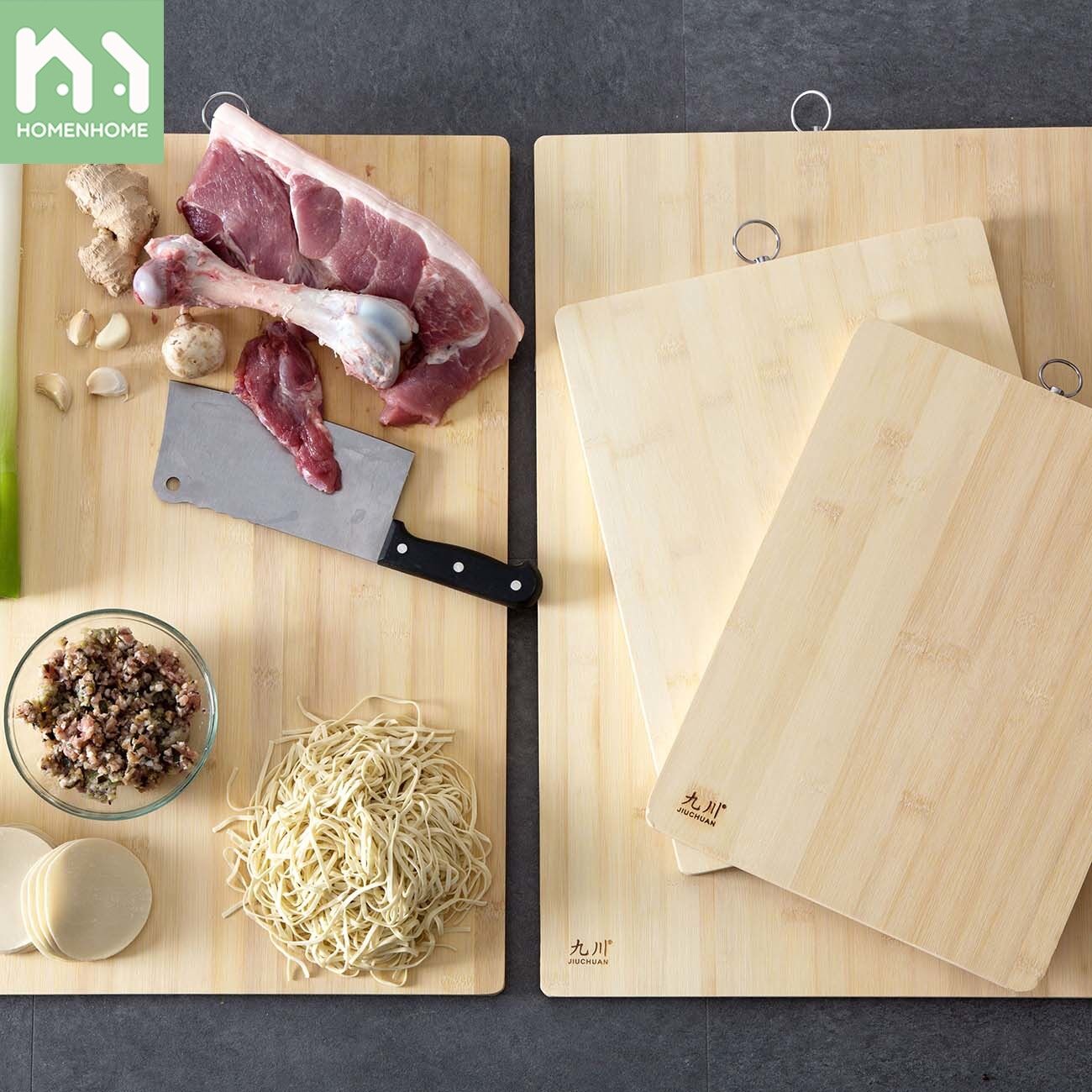 Homenhome 1 pcs Bamboo Cutting Board Kitchen Chopping Board 40x60 cm