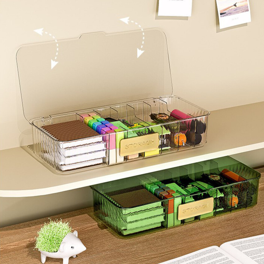 Cable Storage Box Transparent Plastic Data Line Storage Container For Desk Stationery Multifunctional Headset Data Charging Line