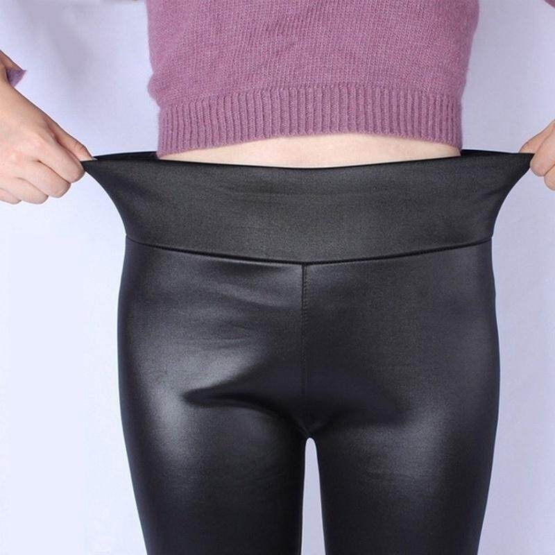 Pick Me Up Women Leather Leggings High Waist Pants Stretchy Faux Leather Leggings