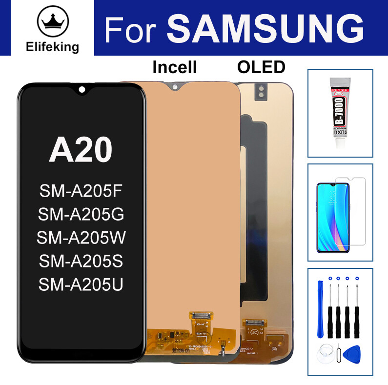 100% Tested For Samsung Galaxy A20 SM-A205F LCD Display Touch Screen Digitizer Assembly with Free Repair Tools+Tempered Glass