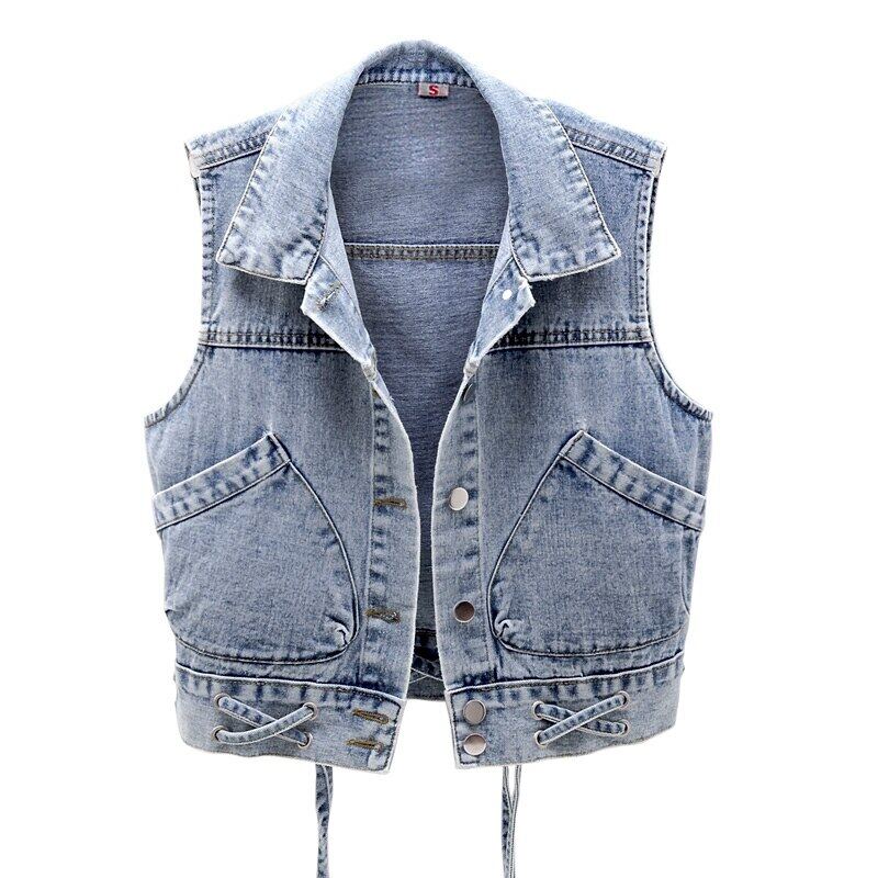 denim sleeveless vest