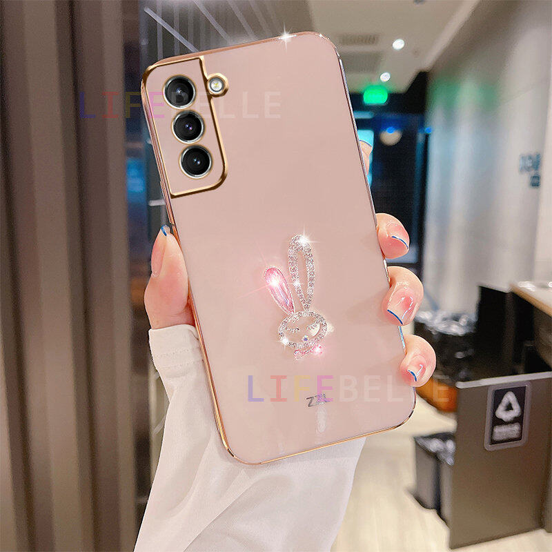 LIFEBELLE Ốp Lưng Cho Samsung Galaxy S23 S23 Ultra S22 S21 FE S20 S10 S9 + S8, Ốp Lưng Sang Trọng Đính Đá Dễ Thương 3D Cô Nàng Thỏ Mạ Mềm Vỏ Điện Thoại Silicone Chống Sốc Vỏ Lưng Bảo Vệ