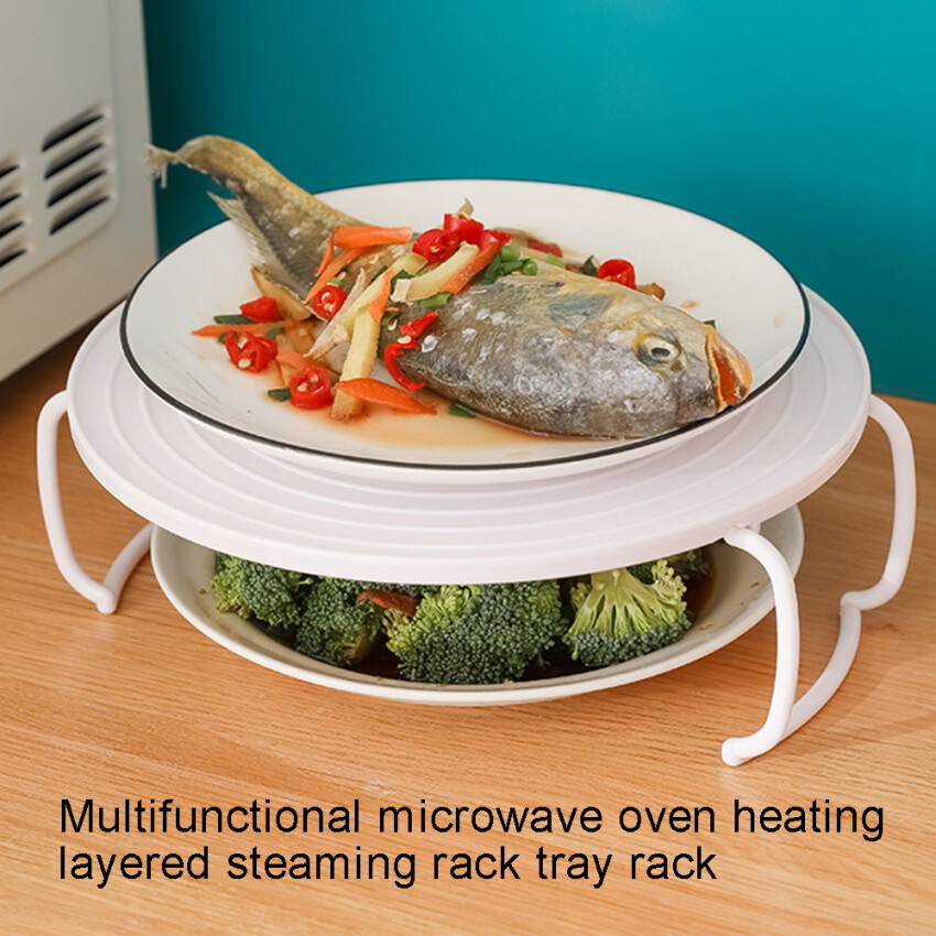 Microwave Plastic Stand Multifunction Kitchen Plate Rack Plastic Stacker A Lid And A Cooling Rack Kitchen Accessories