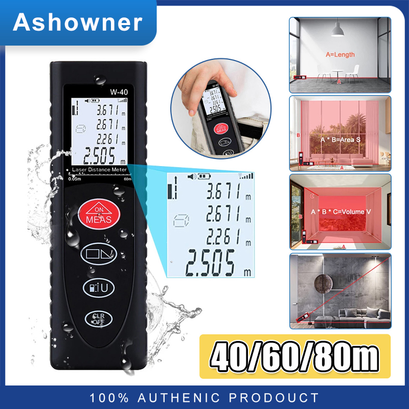 40/60/80m Laser Distance Meter Electronic Rangefinder Laser Digital Tape Angle Laser Range Finder Measuring Construction Tool