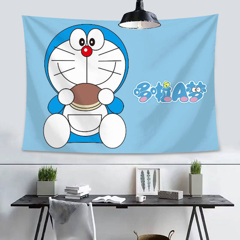 Wehome Doraemon Tapestry Wall Hanging Polyester Tapiserya Cartoon Anime Background Cloth Hanging Cloth Decoration Wall Decor(100*70cm)