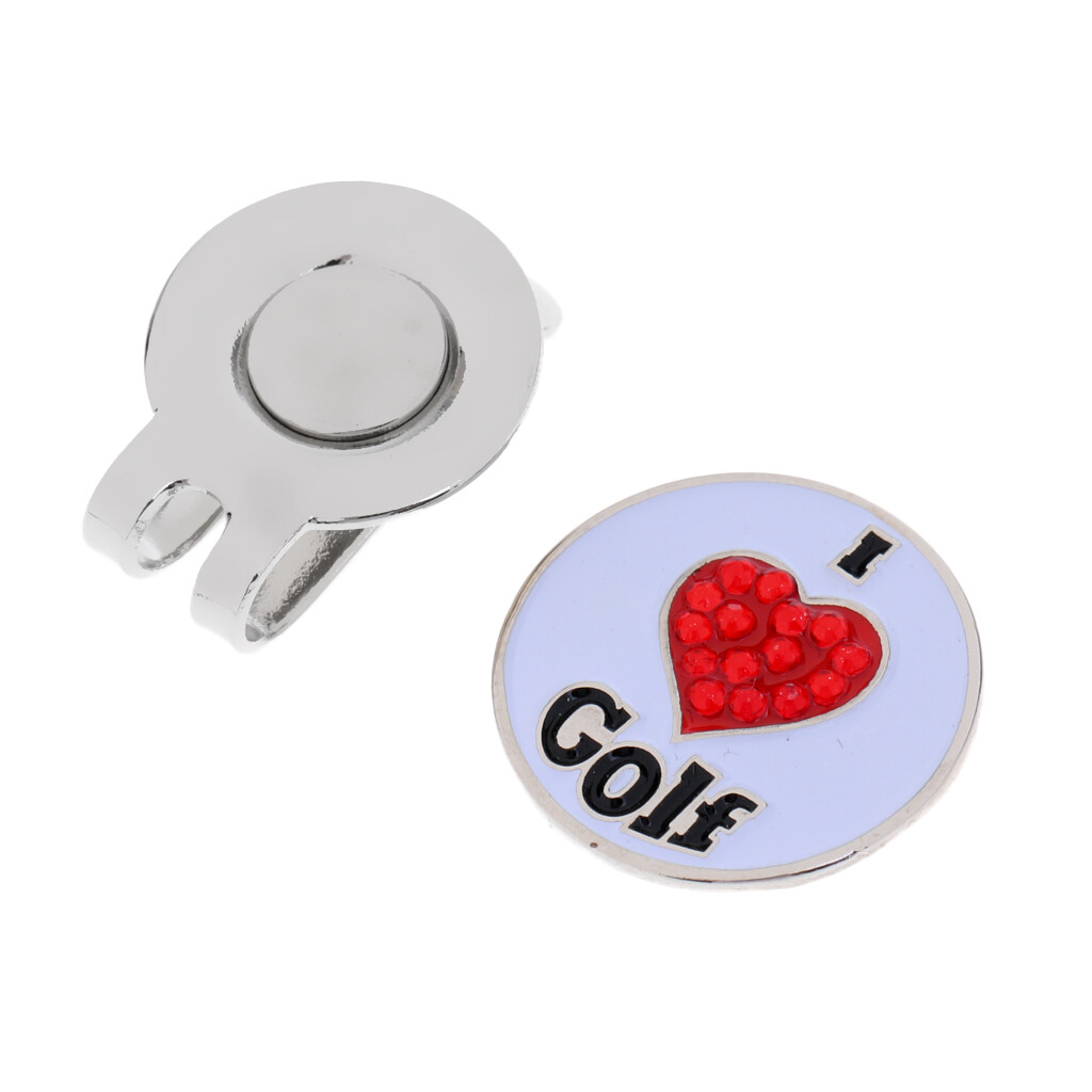 Baoblaze Golf Hat Clip with Detachable Golf Ball Marker -Heart Pattern