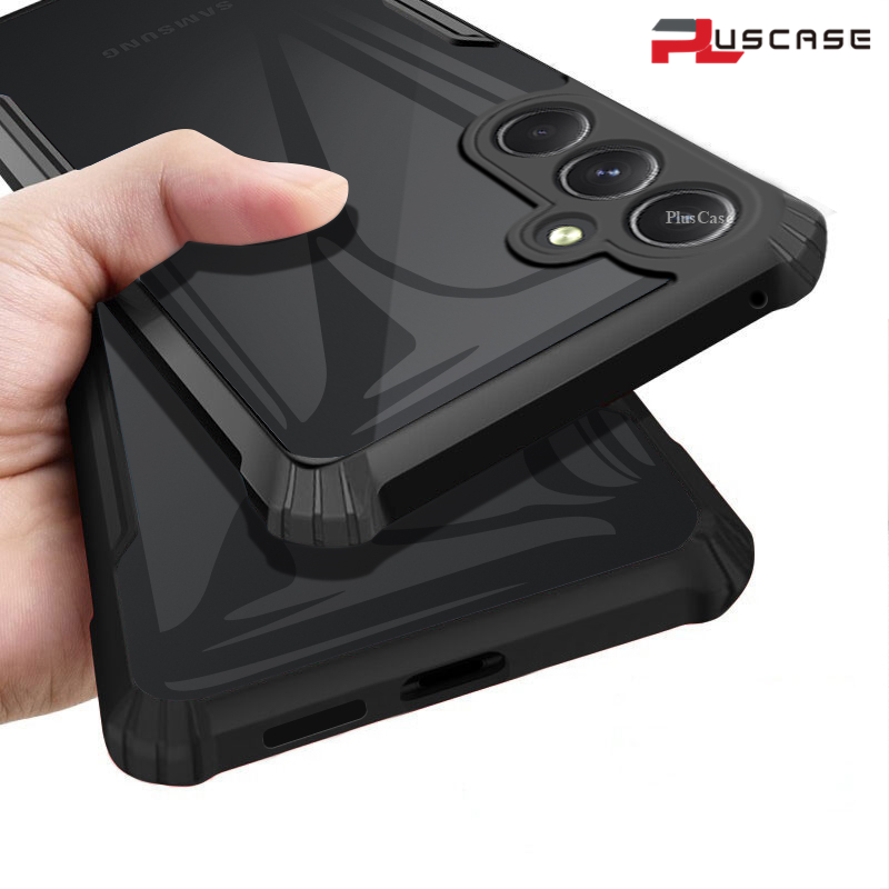 PlusCase for Samsung Galaxy S23 FE 5G Case Air Cushion Hard Crystal Clear Back Soft Border Shockproof Full Protection Phone Casing