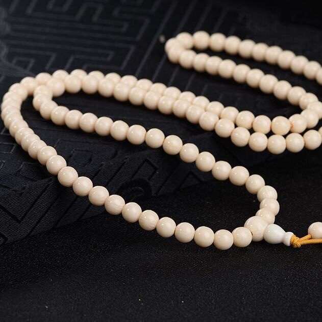 Mammoth Ivory Buddha Bead Bracelet String Rosary Men's and Women's Mandala Mandala Ice Necklace 108 Crafts