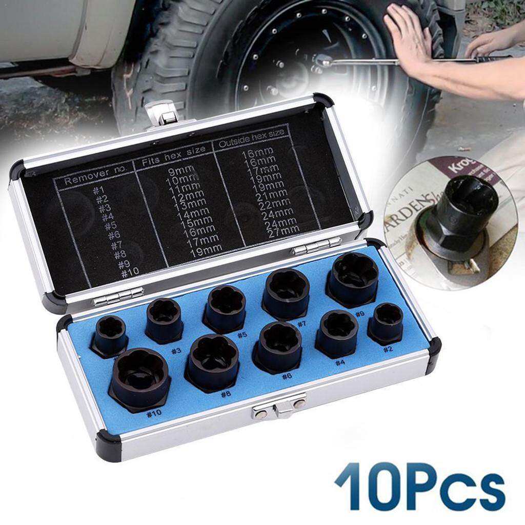 10 chiếc Bị Hư Hại Đai Ốc Bu Lông Tẩy Bông Hút Bộ 9-19mm Gãy Bu Lông Loại Bỏ Bộ