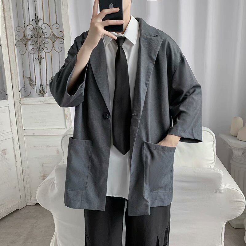 Han Edition Thủy Triều Hoài Cổ Cách Đơn Gió Bộ Đồ Nhỏ Nam Tuổi Mùa Com Lê Thoải Mái Sinh Viên Lỏng Lẻo Dk Áo Khoác Dạ Đồng Phục Jk