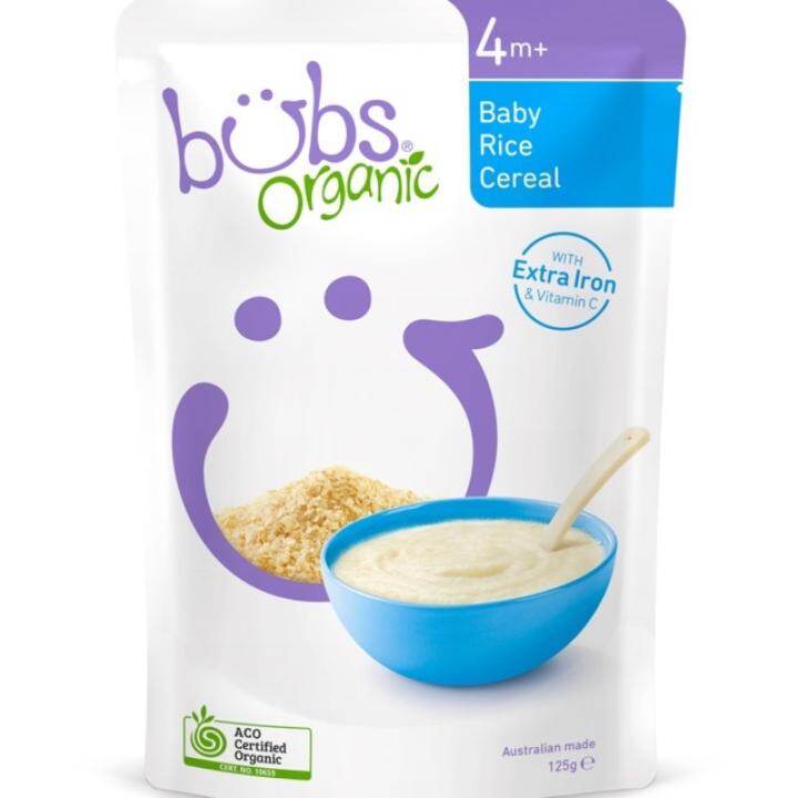 bubs organic baby rice cereal 125g
