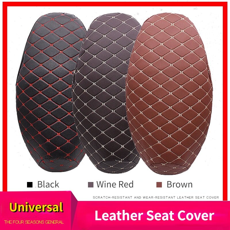 Electric Bike Cushion Cover Leather Electric Motorcycle Seat Covers Thick Seat Cover Sun Protection 3D Leather Seat Cushion