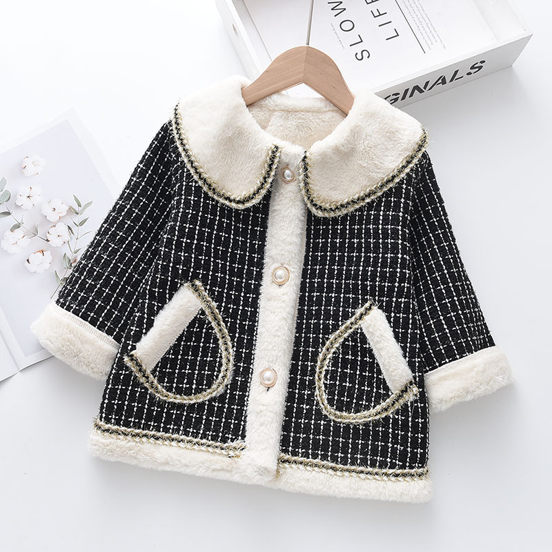 Bear Leader Little Girls Clothing 2021 Winter Warm Coat Korean Children Sweet Princess Style Mid-length Swallow Gird Jacket