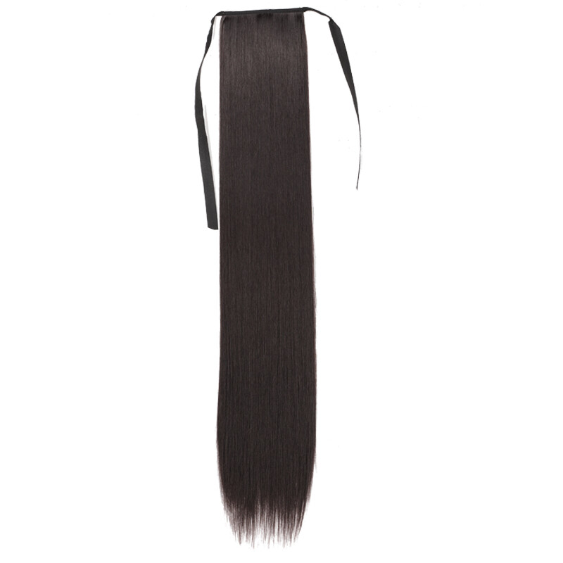 45cm/60cm/75cm/85cm Synthetic Long Straight Ponytail Hair Extension Black Brown Hairpiece for Women