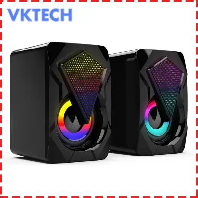 X2 USB Powered Computer Speakers 3Wx2 Multimedia Bass Speakers with RGB Light Computer Accessories